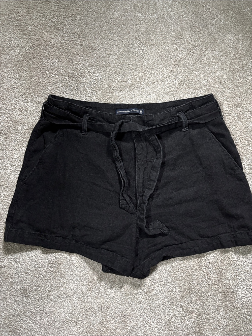 Abercrombie & Fitch Black Women's Tie-Waist Casual Shorts